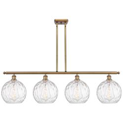 Athens Water Glass 8" 4 Light 48" Island Light - Brushed Brass  -