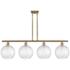 Athens Water Glass 8" 4 Light 48" Island Light - Brushed Brass  -