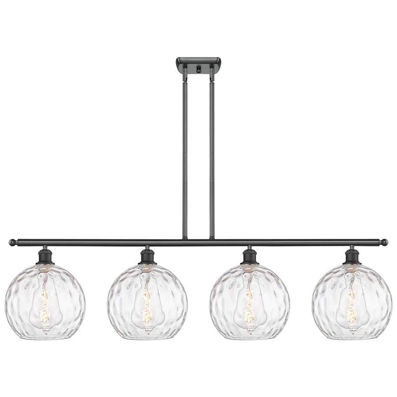 Image 1 Athens Water Glass 8" 4 Light 48" Island Light - Matte Black - C