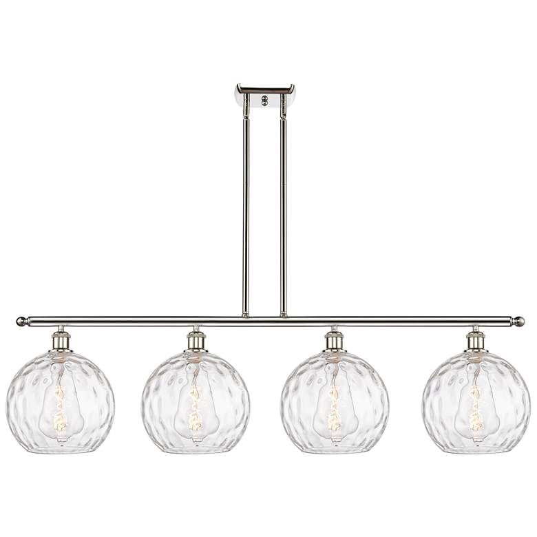 Image 1 Athens Water Glass 8" 4 Light 48" Island Light - Polished Nickel