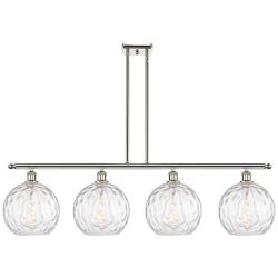 Athens Water Glass 8" 4 Light 48" Island Light - Polished Nickel
