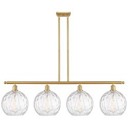Athens Water Glass 8" 4 Light 48" Island Light - Satin Gold  - Cl