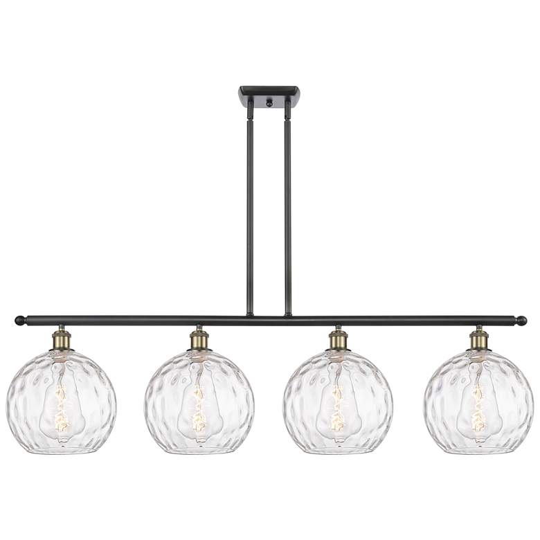 Image 1 Athens Water Glass 8" 4 Light 48" LED Island Light - Black Brass