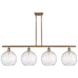 Athens Water Glass 8" 4 Light 48" LED Island Light - Brushed Bras Athens Water Glass 8" 4 Light 48" LED Island Light - Brushed Bras