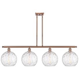 Athens Water Glass 8" 4 Light 48" LED Island Light - Copper  - Cl Athens Water Glass 8" 4 Light 48" LED Island Light - Copper  - Cl