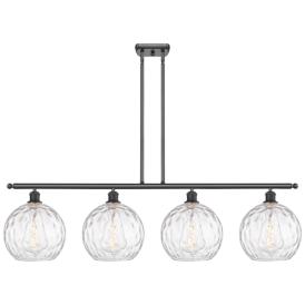 Athens Water Glass 8" 4 Light 48" LED Island Light - Matte Black Athens Water Glass 8" 4 Light 48" LED Island Light - Matte Black