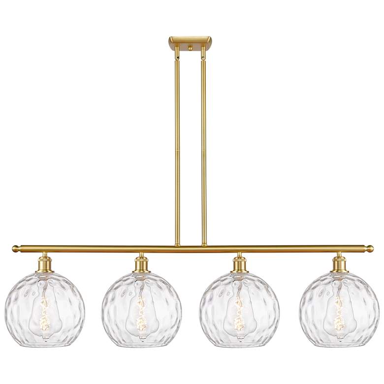 Image 1 Athens Water Glass 8" 4 Light 48" LED Island Light - Satin Gold