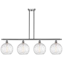 Athens Water Glass 8" 4 Light 48" LED Island Light - Satin Nickel