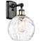 Athens Water Glass 8" Incandescent Sconce - Black Brass - Clear Shade