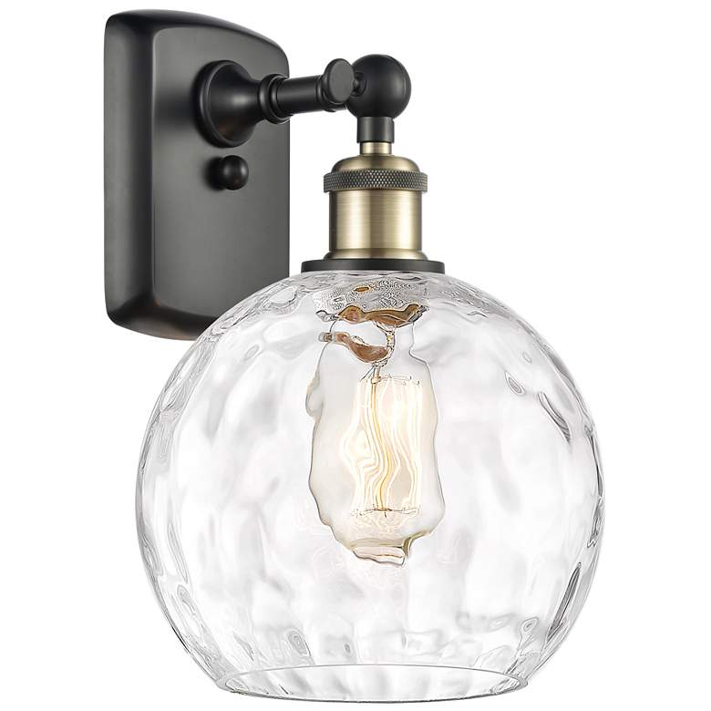 Image 1 Athens Water Glass 8 inch Incandescent Sconce - Black Brass - Clear Shade