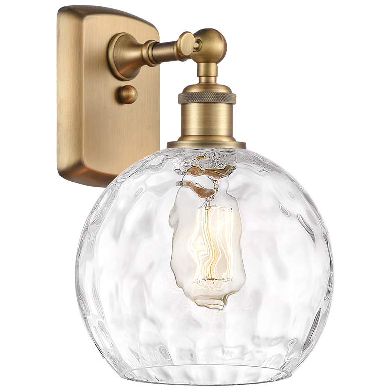 Image 1 Athens Water Glass 8 inch Incandescent Sconce - Brass Finish - Clear Shade