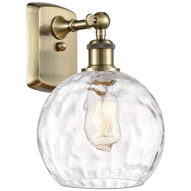 Image 1 Athens Water Glass 8" Incandescent Sconce - Brass Finish - Clear Shade