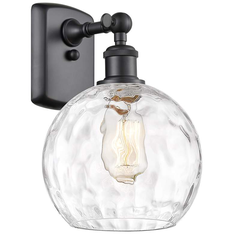Image 1 Athens Water Glass 8" Incandescent Sconce - Matte Black - Clear Shade
