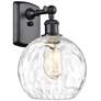 Athens Water Glass 8" Incandescent Sconce - Matte Black - Clear Shade