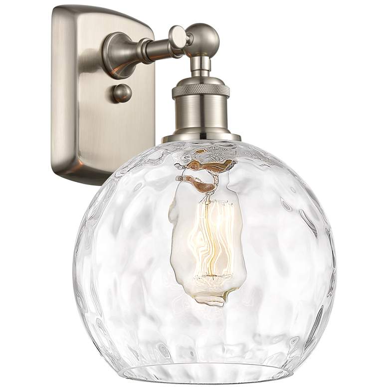 Image 1 Athens Water Glass 8" Incandescent Sconce - Nickel Finish - Clear Shad