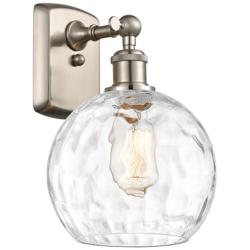 Athens Water Glass 8" Incandescent Sconce - Nickel Finish - Clear Shad