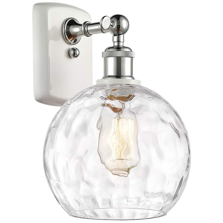 Image 1 Athens Water Glass 8 inch Incandescent Sconce - White &#38; Chrome - Clear