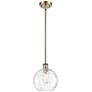 Athens Water Glass 8" LED Mini Pendant - Antique Brass - Clear Water G
