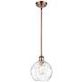 Athens Water Glass 8" LED Mini Pendant - Antique Copper - Clear Water 