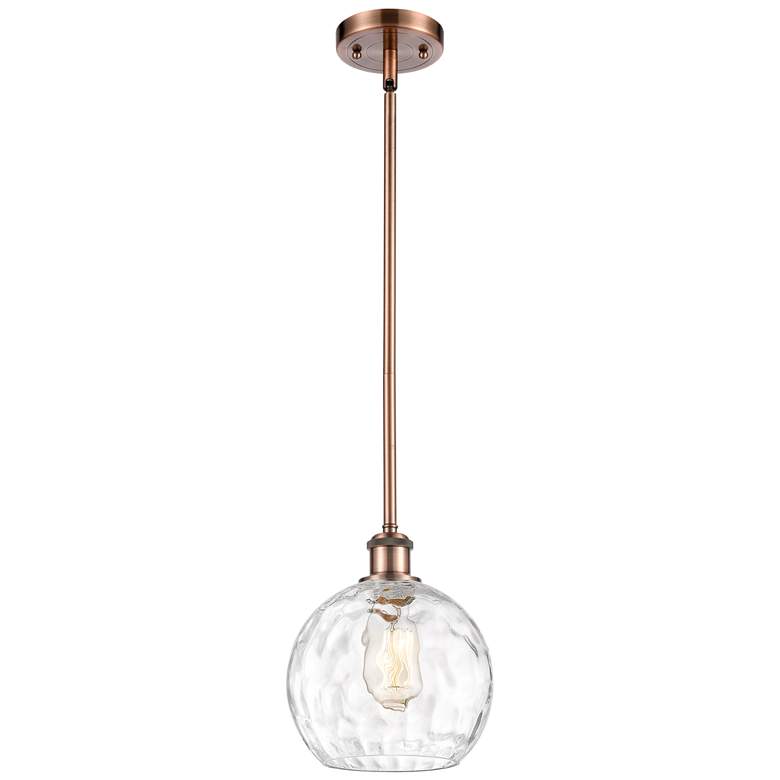 Image 1 Athens Water Glass 8" LED Mini Pendant - Antique Copper - Clear Water