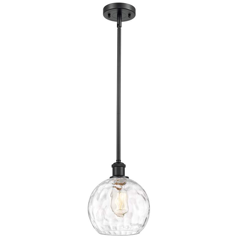 Image 1 Athens Water Glass 8" LED Mini Pendant - Matte Black - Clear Water Gla