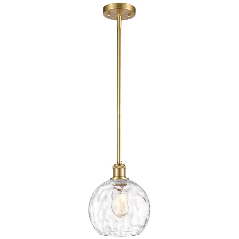 Image 1 Athens Water Glass 8" LED Mini Pendant - Satin Gold - Clear Water Glas