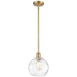 Athens Water Glass 8" LED Mini Pendant - Satin Gold - Clear Water Glas