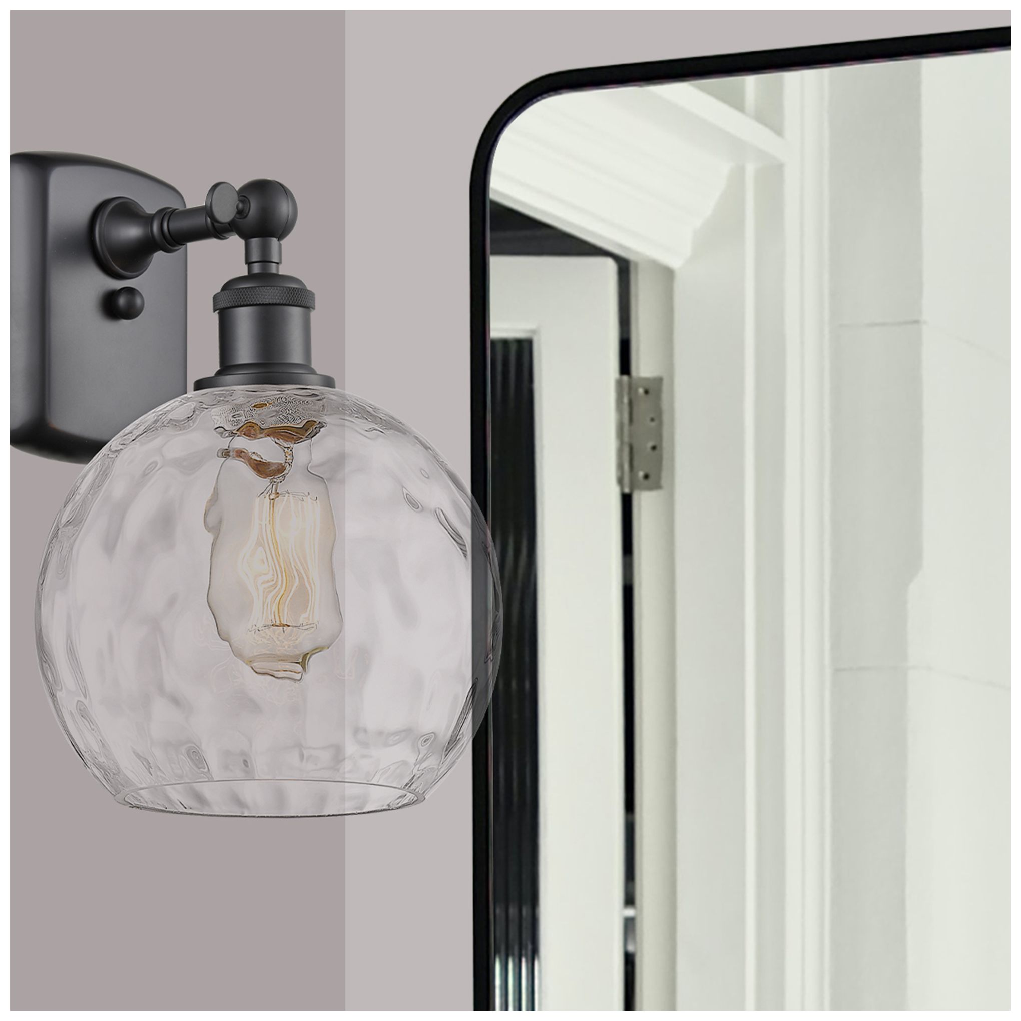 Image 2 Athens Water Glass 8" LED Sconce - Matte Black Finish - Clear Shade more views