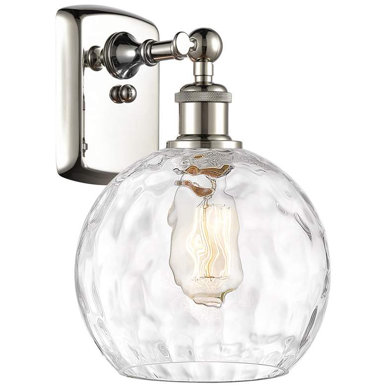 Image 1 Athens Water Glass 8" LED Sconce - Nickel Finish - Clear Shade