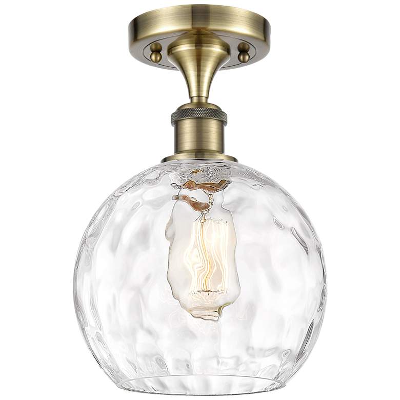 Image 1 Athens Water Glass 8" LED Semi-Flush Mount - Brass - Clear Water Glas