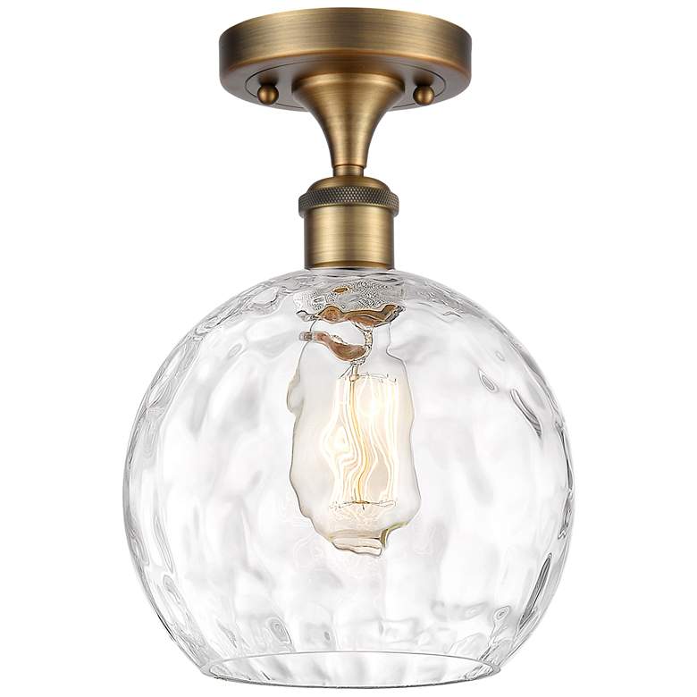 Image 1 Athens Water Glass 8" LED Semi-Flush Mount - Brass - Clear Water Glas