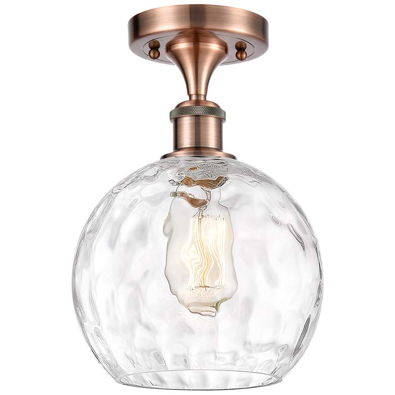 Image 1 Athens Water Glass  8 inch LED Semi-Flush Mount - Copper - Clear Water Gla