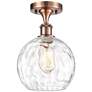 Athens Water Glass  8" LED Semi-Flush Mount - Copper - Clear Water Gla