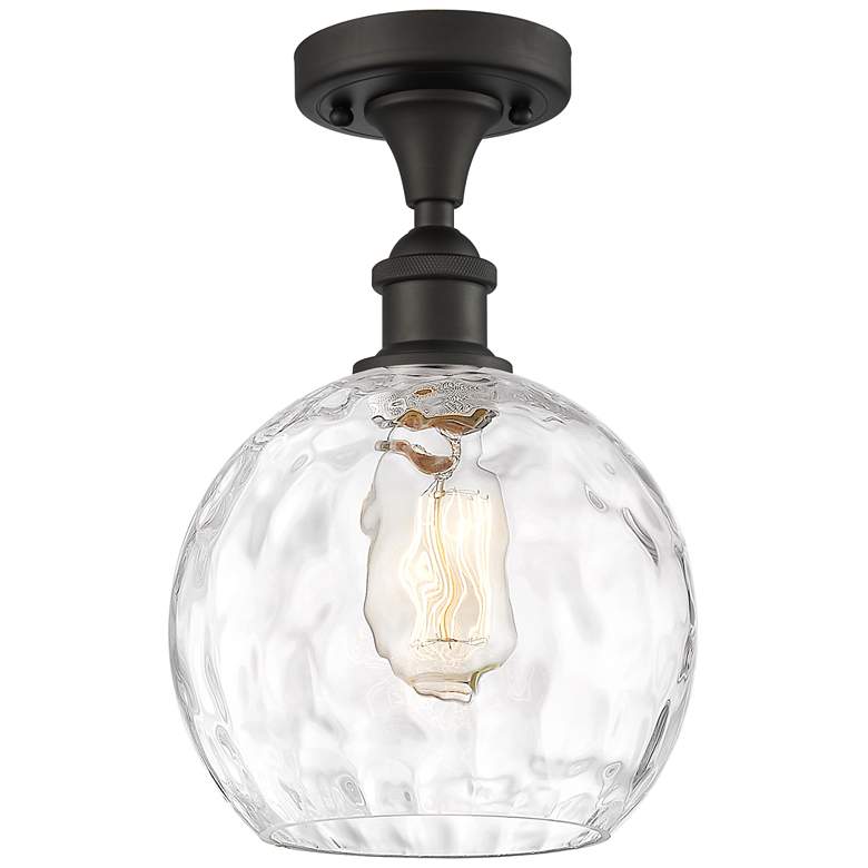 Image 1 Athens Water Glass 8" LED Semi-Flush Mount - Oil Rubbed Bronze - Clea