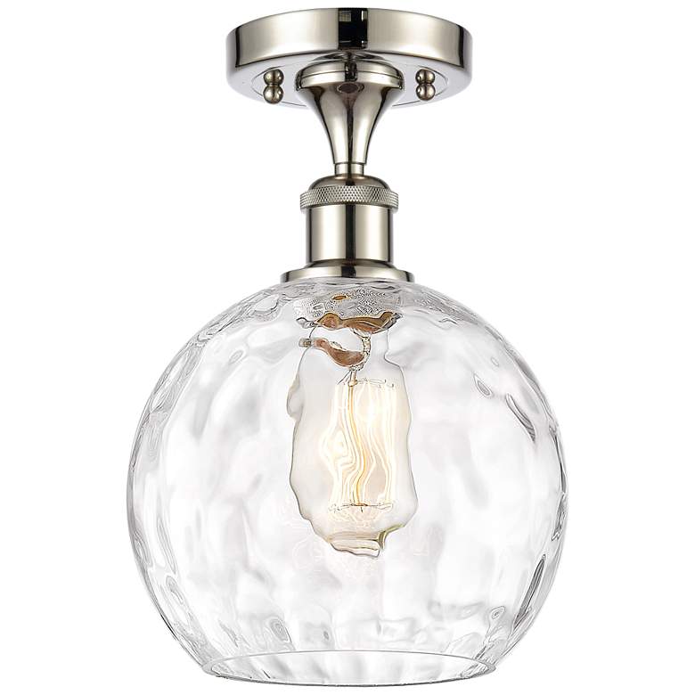 Image 1 Athens Water Glass 8" LED Semi-Flush Mount - Polished Nickel - Clear