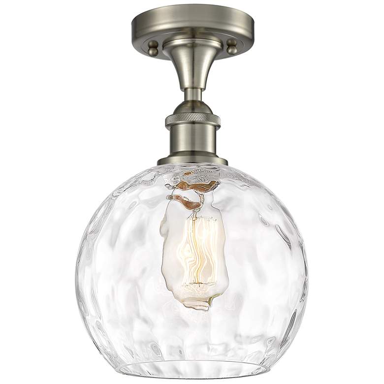 Image 1 Athens Water Glass 8" LED Semi-Flush Mount - Satin Nickel - Clear