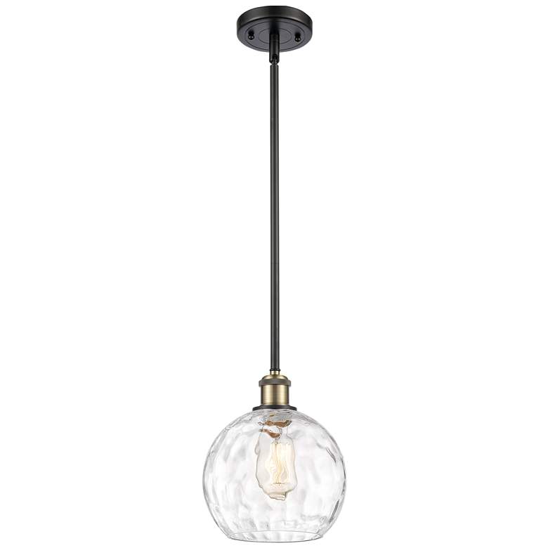 Image 1 Athens Water Glass 8" Mini Pendant - Black Antique Brass - Clear