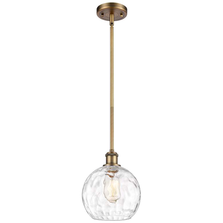 Image 1 Athens Water Glass 8" Mini Pendant - Brushed Brass - Clear Water Glass