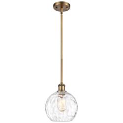 Athens Water Glass 8" Mini Pendant - Brushed Brass - Clear Water Glass