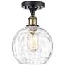 Athens Water Glass  8" Semi-Flush Mount - Black Brass - Clear Water Gl