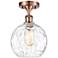 Athens Water Glass  8" Semi-Flush Mount - Copper - Clear Water Glass