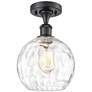 Athens Water Glass 8" Semi-Flush Mount - Matte Black - Clear Water Gla