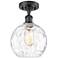 Athens Water Glass 8" Semi-Flush Mount - Matte Black - Clear Water Gla