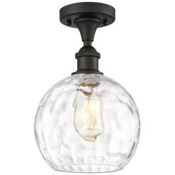 Athens Water Glass 8" Semi-Flush Mount - Oil Rubbed Bronze - Clear