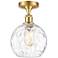 Athens Water Glass 8" Semi-Flush Mount - Satin Gold - Clear Water Gla