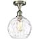 Athens Water Glass 8" Semi-Flush Mount - Satin Nickel - Clear Water Gl