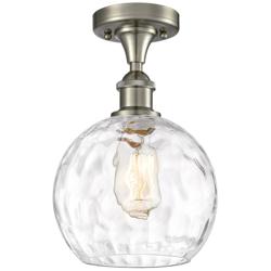 Athens Water Glass 8" Semi-Flush Mount - Satin Nickel - Clear Water Gl