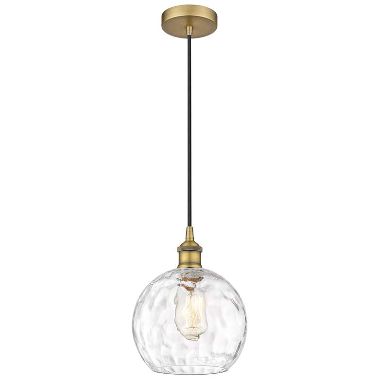 Image 1 Athens Water Glass 8" Wide Brushed Brass Mini Pendant