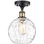 Athens Water Glass  8" LED Semi-Flush Mount - Black Brass - Clear