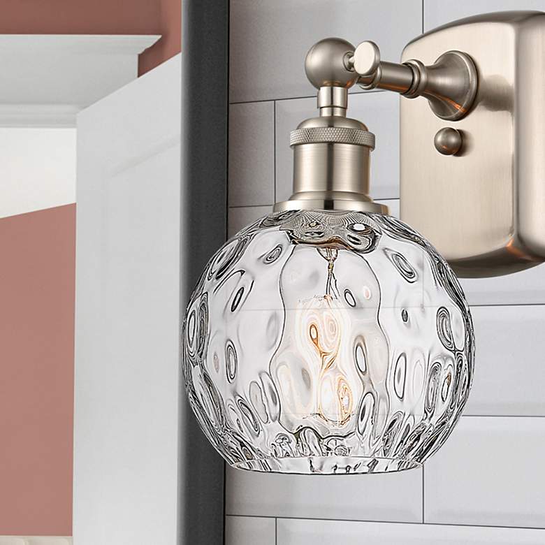 Image 1 Athens Water Glass 9 1/2" High Satin Nickel LED Wall Sconce